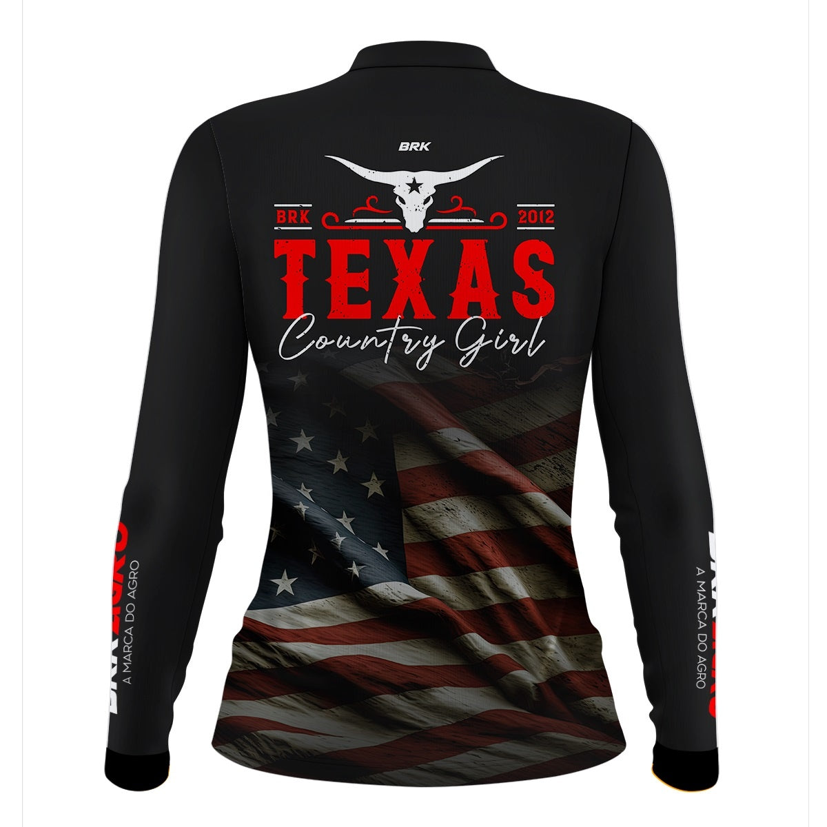Camisa Feminina Agro Feminina Brk Texas Country Girl EUA Preta com Proteção UV50+ - Brk Agro