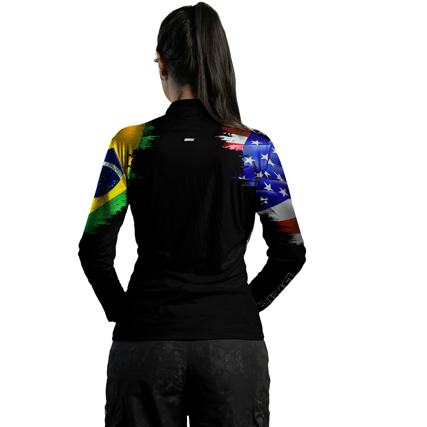 Camisa Feminina Agro Brk Bandeira Brasil Estados Unidos com UV50+ - Brk Agro