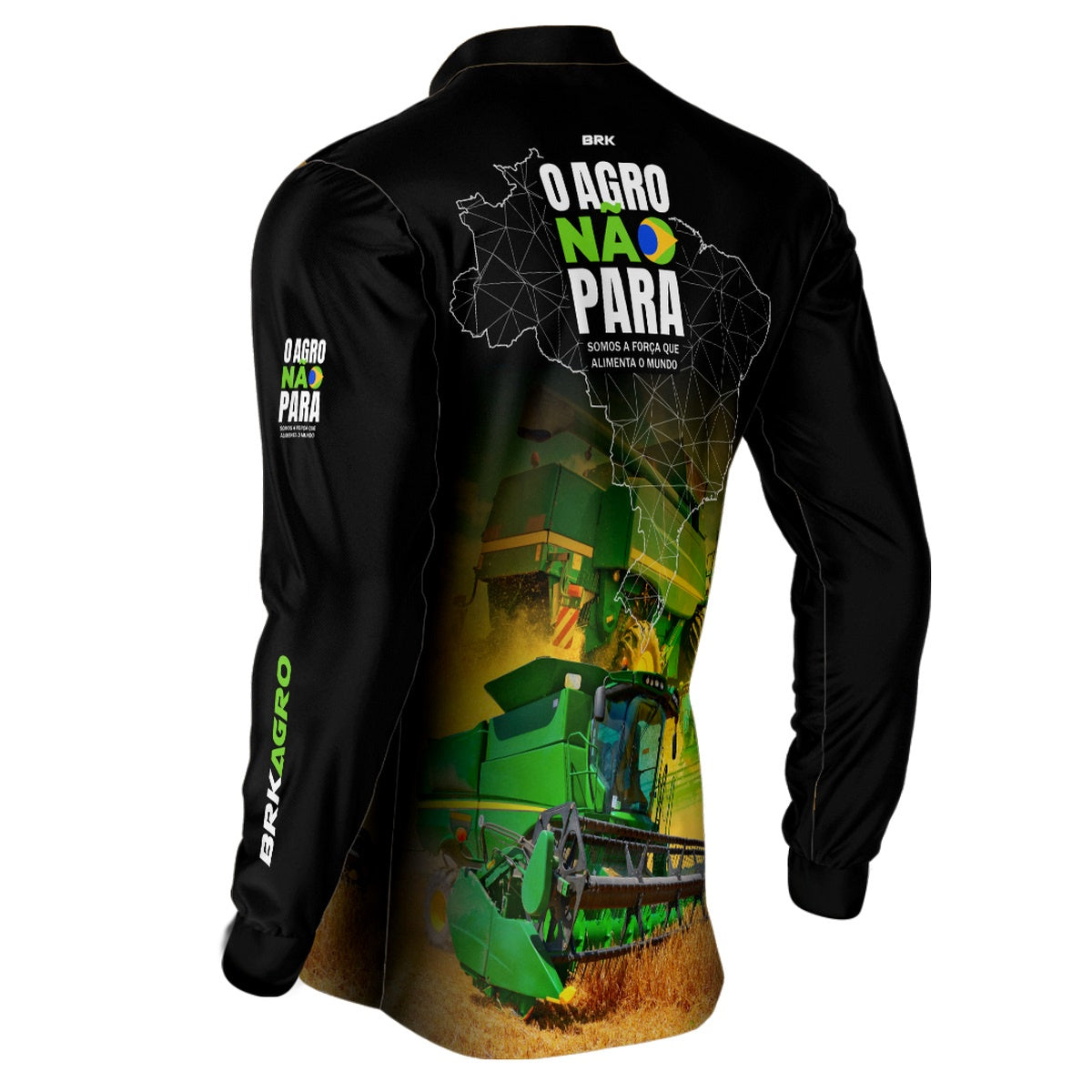 Camisa Agro Brk O Agro Não Para Trator Verde com Proteção Solar UV50+ Envio Imediato - Brk Agro
