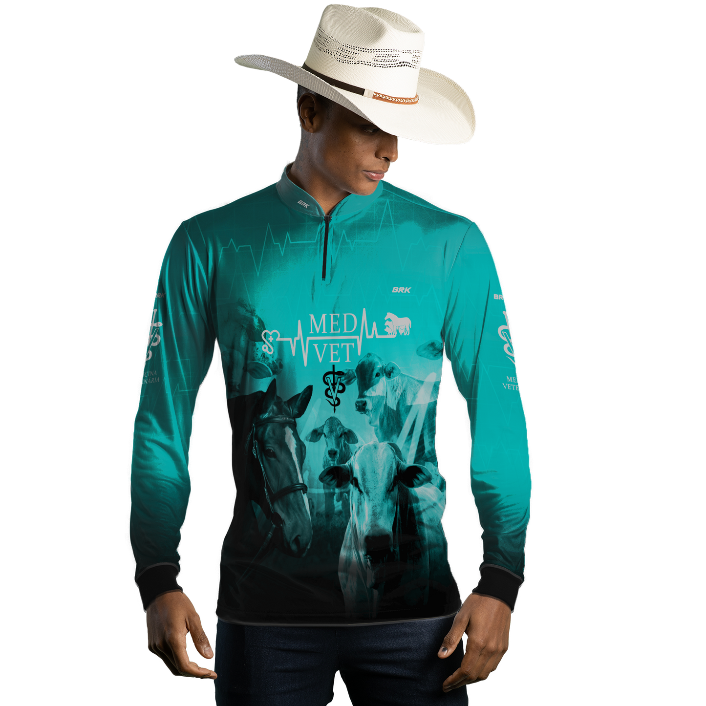 Camisa Agro Brk Medicina Veterinária Azul com UV50+ - BRK AGRO