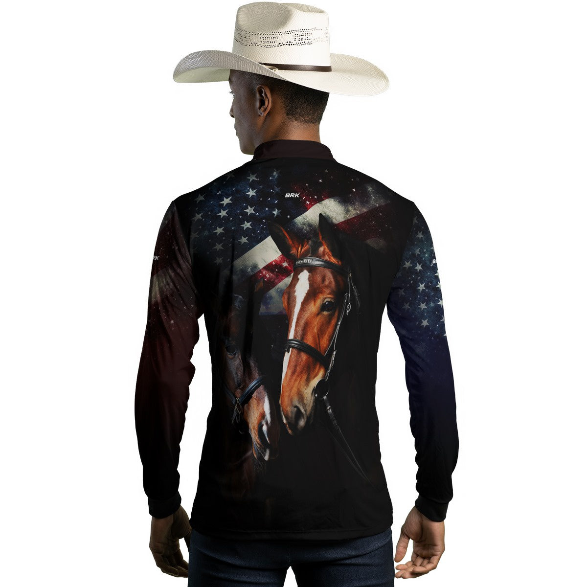 Camisa Agro Brk Quarto de Milha e Bandeira dos Estados Unidos com Proteção Solar UV50+ - Brk Agro