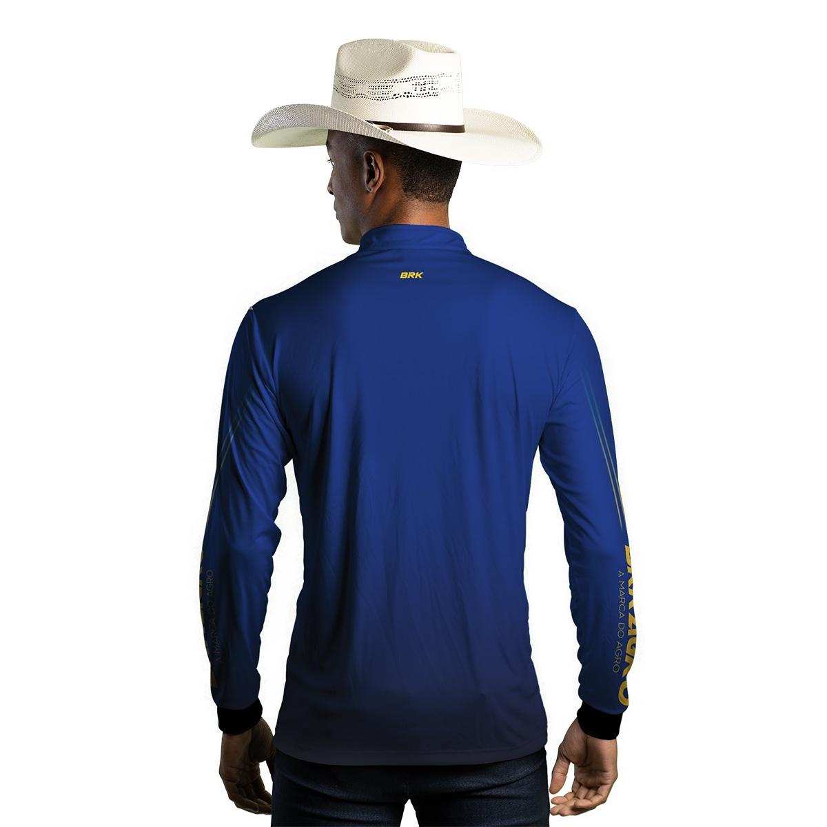 Camisa Agro Brk Básica Azul e Amarelo com Proteção UV50+ - Brk Agro