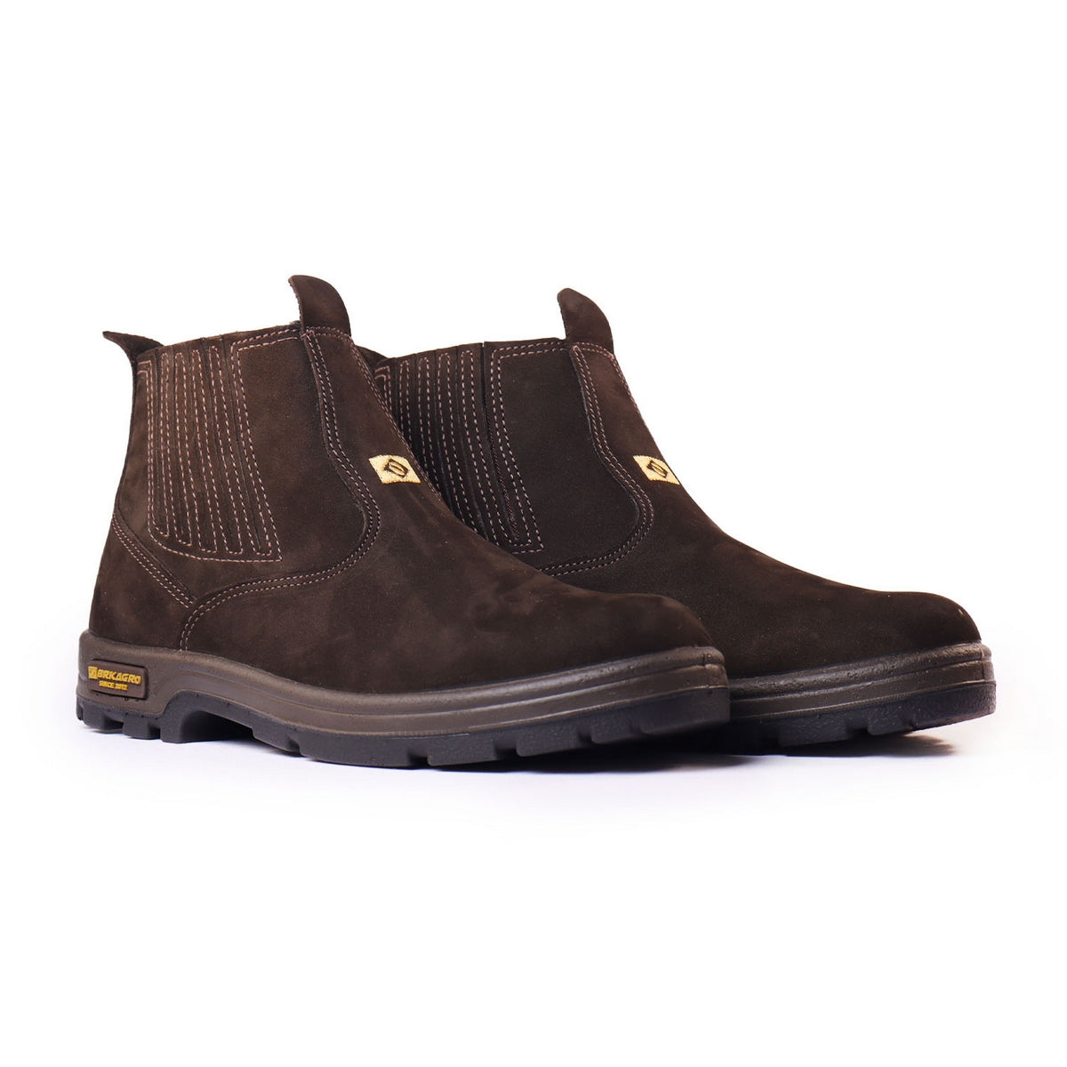 Kit Sistema é Bruto: Camisa Preto e Amarelo Terraplanagem + Botina Marrom Agro Brk