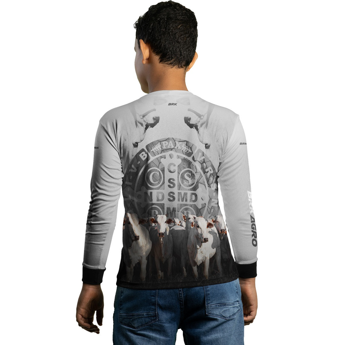 Camisa Infantil Agro Brk Pecuária Branca São Bento com UV50+ - Brk Agro