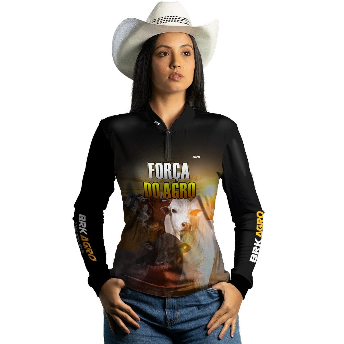 Camisa Feminina Agro Brk A Força do Agro Produtor de Bois com UV50+ - Brk Agro