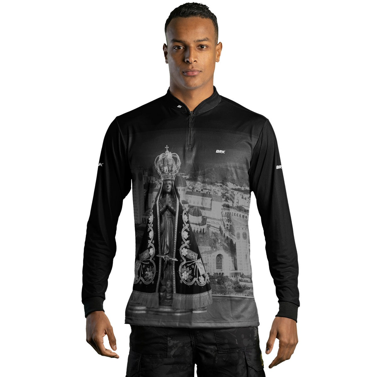 Camisa Agro Brk Preta Nossa Senhora Aparecida com Proteção Solar UV50+ - Brk Agro