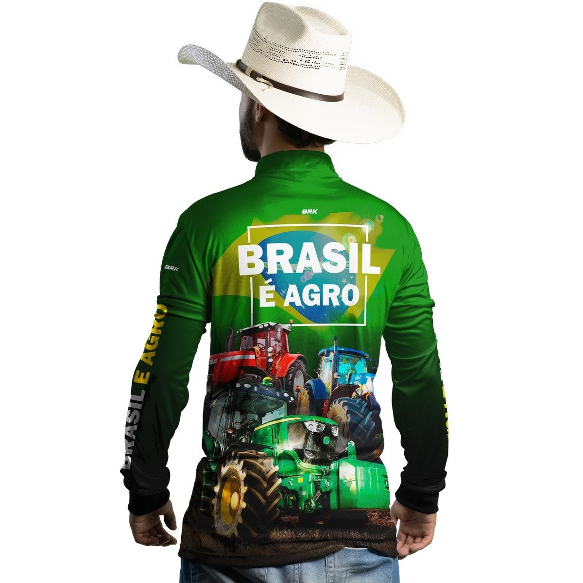 Camisa Agro Brk Brasil é Agro Verde com Proteção UV50+ - Brk Agro