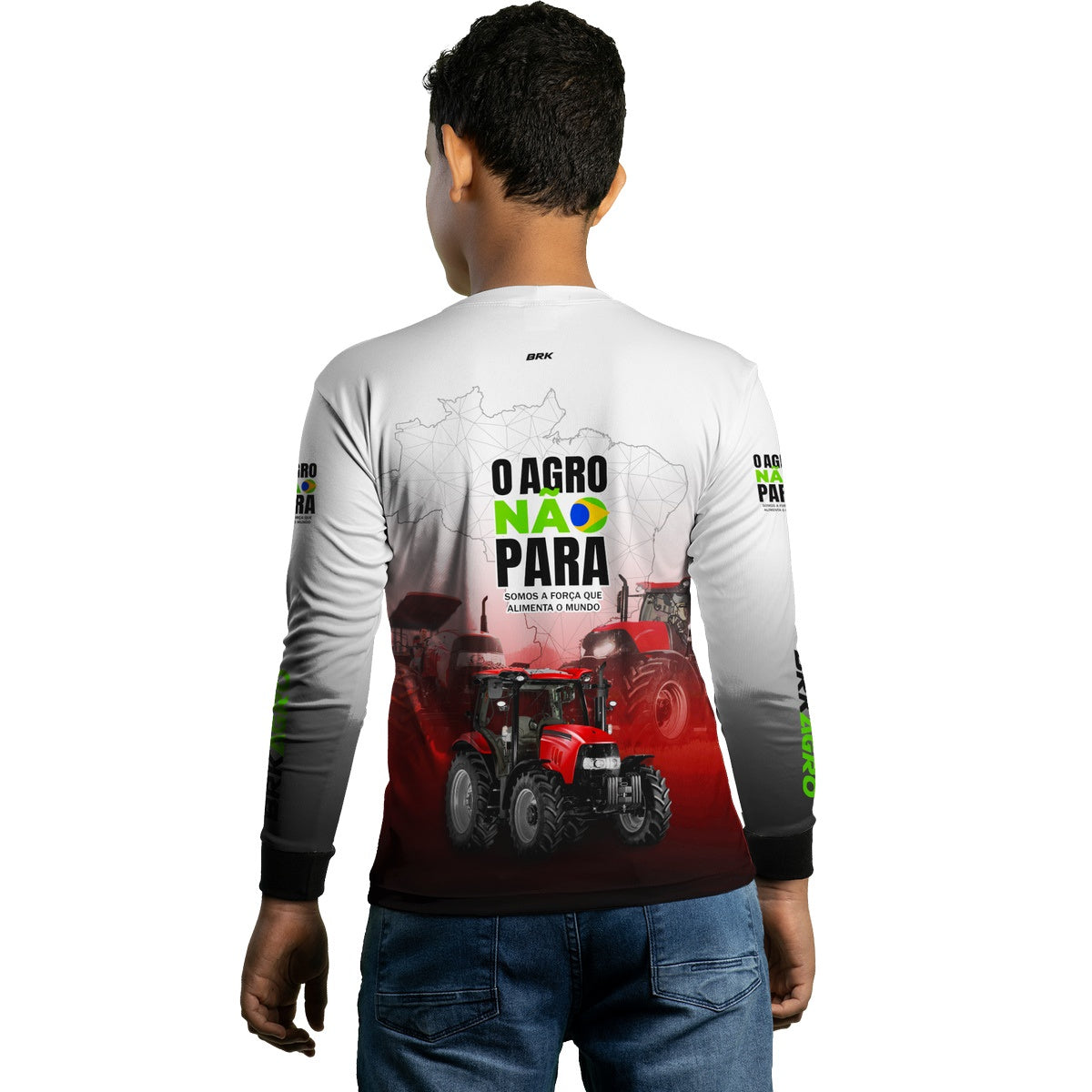 Camisa Agro Brk O Agro Não Para Branca e Vermelha com UV50+ - BRK AGRO
