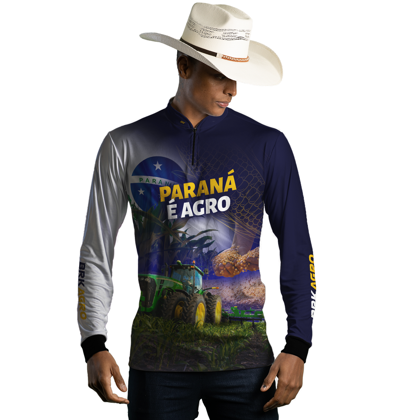 Camisa Agro Brk Paraná é Agro Milho e Soja com Proteção Solar UV50+ - BRK AGRO