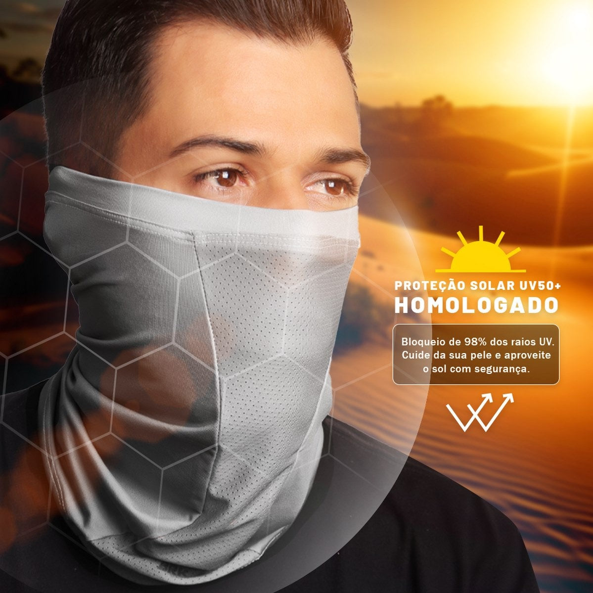 Bandana Black Mask Brk Branco e Cinza Camuflado com Proteção UV50+ - Brk Agro