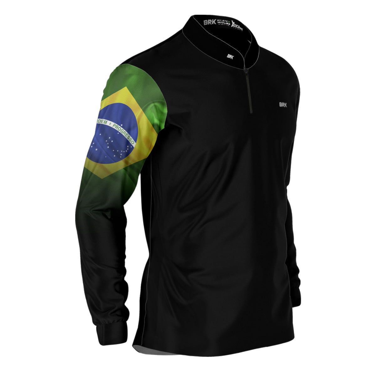 Camisa Agro Brk Preta Bandeira do Brasil com Proteção Solar UV50+ - Brk Agro