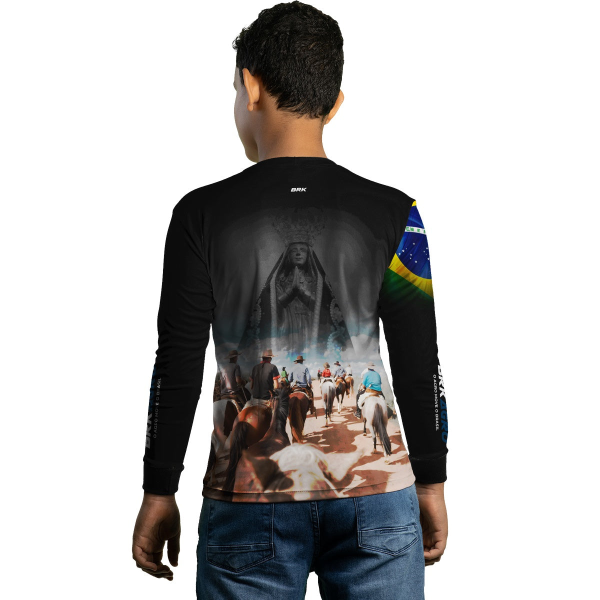 Camisa Agro Brk Cavalgada Nossa Senhora c/ Bandeira do Brasil com Proteção Solar UV50+ - Brk Agro