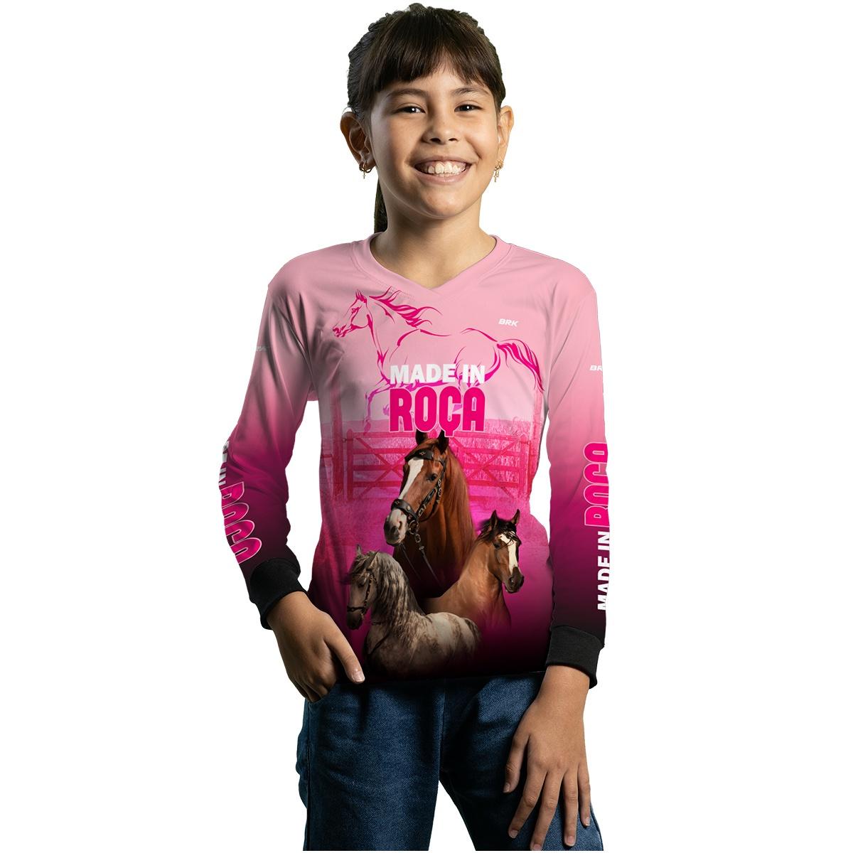 Camisa Infantil Feminina Agro Brk Made In Roça com Proteção Solar UV50+ - Brk Agro