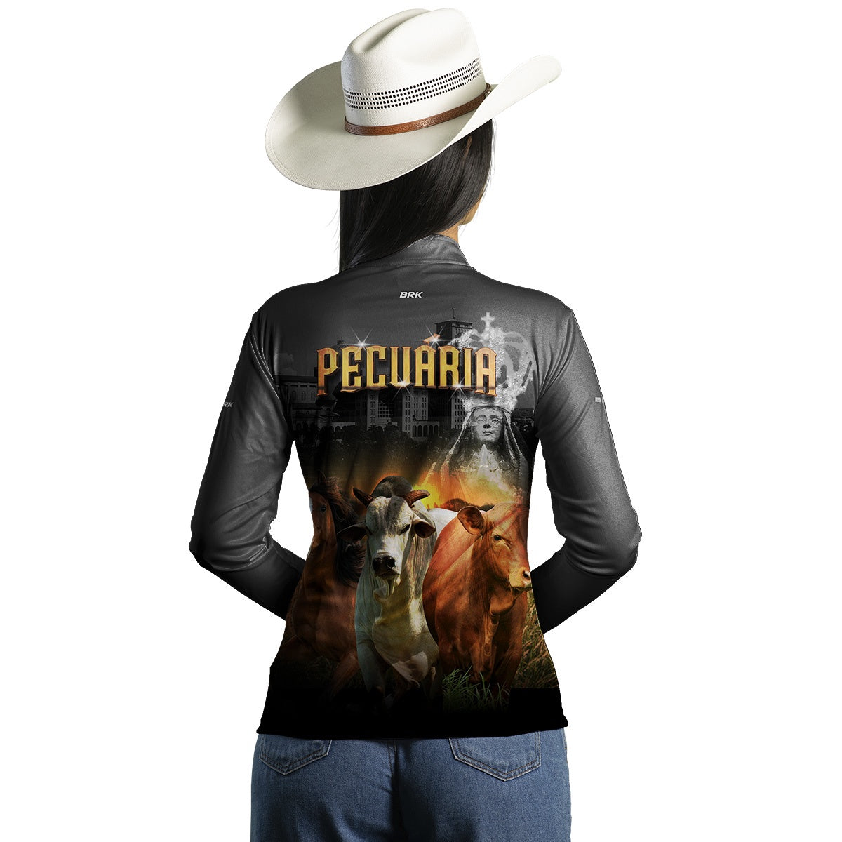 Camisa Feminina Agro Brk Nossa Senhora Pecuária com UV50+ - Brk Agro