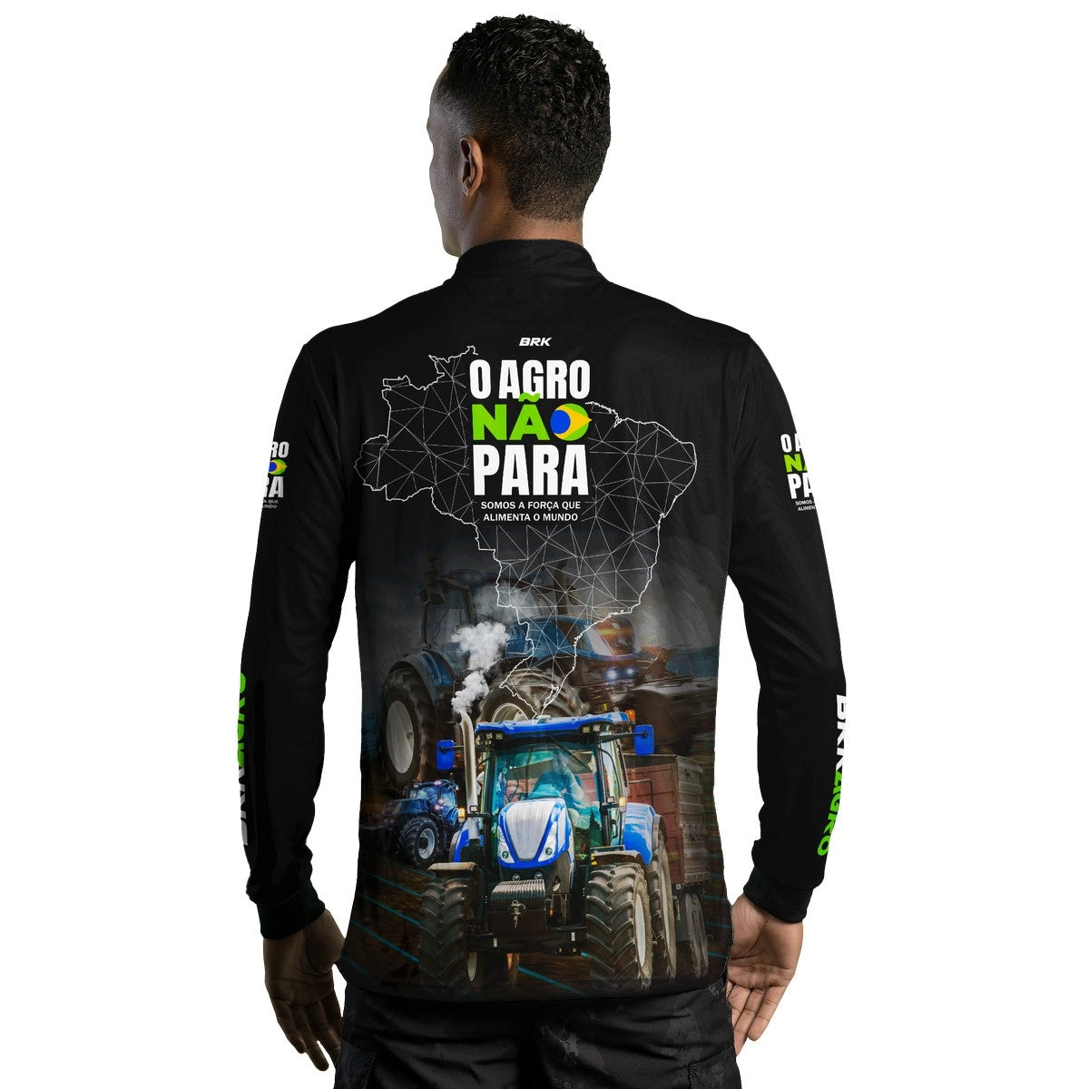 Camisa Agro Brk O Agro Não Para Trator Azul com UV50+ - Brk Agro
