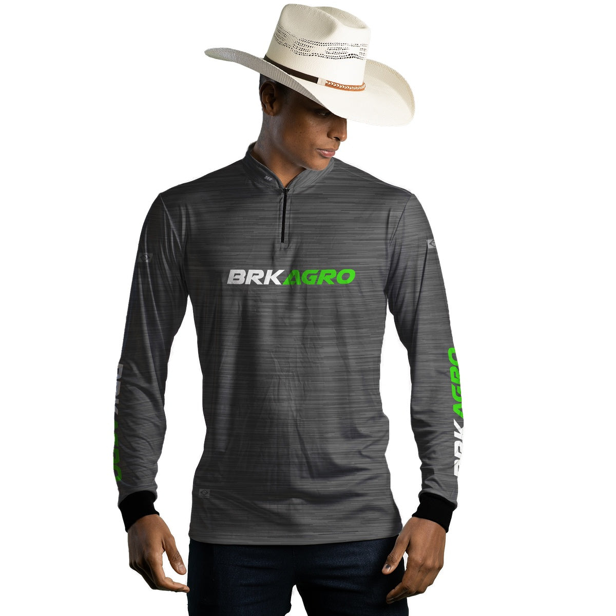 Camisa Agro Brk Mescla Cinza com Proteção Solar UV50+ Envio Imediato - Brk Agro