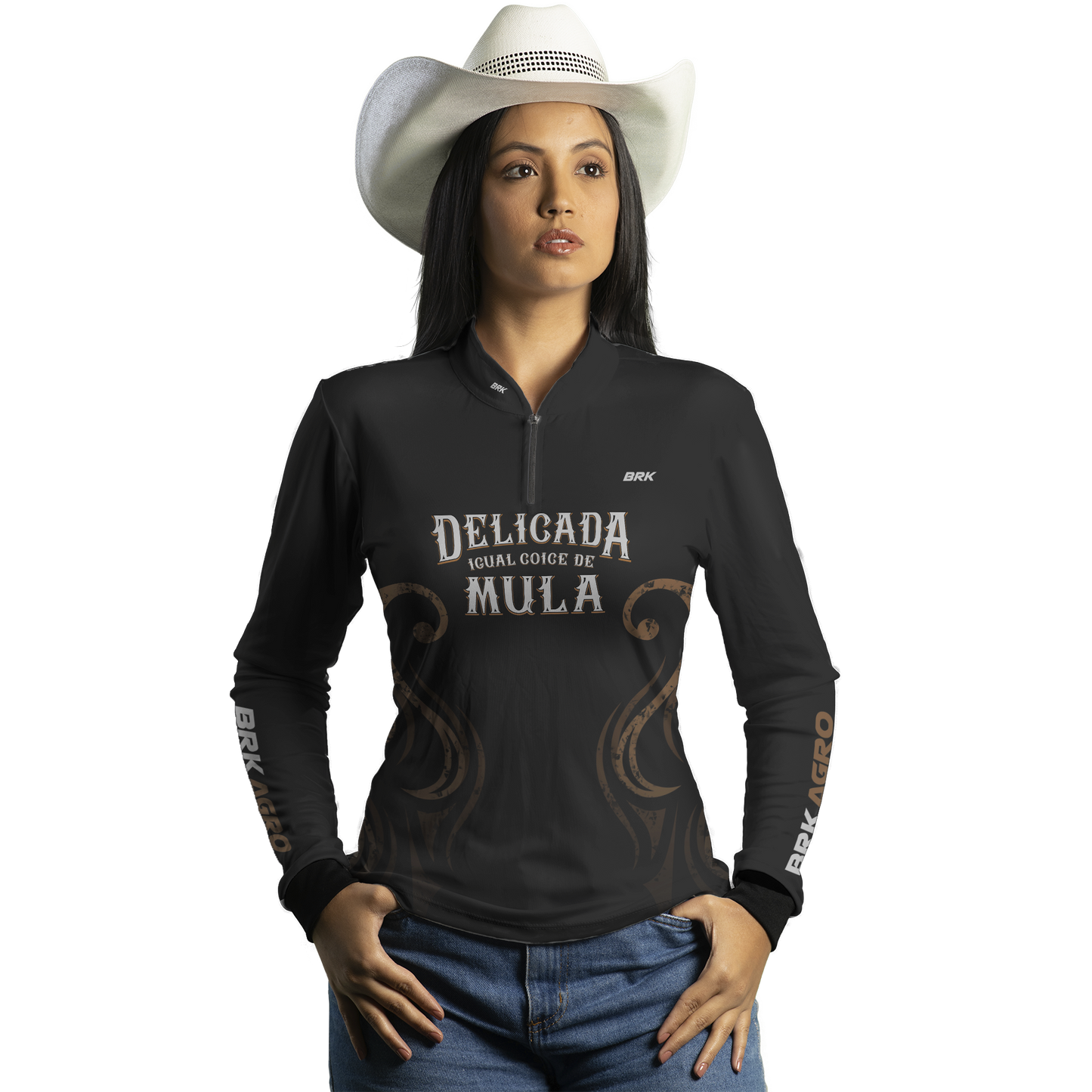 Camisa Agro Brk Feminina Delicada Igual Coice de Mula com UV50+ - BRK AGRO