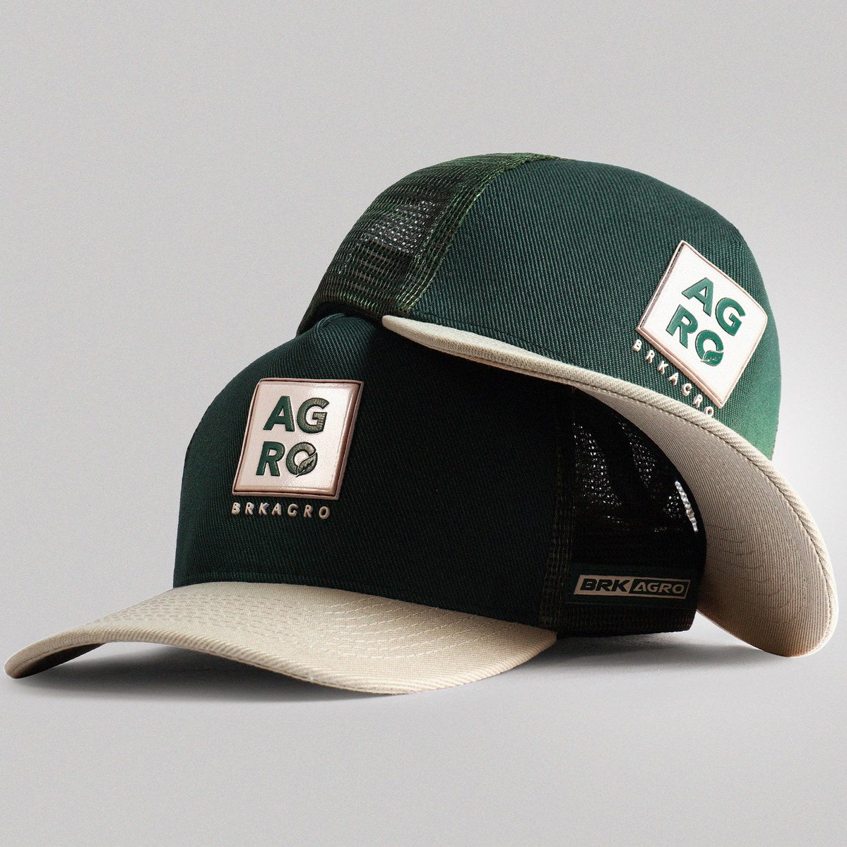 Boné Trucker Brk Agro Monograma Verde e Creme - Brk Agro