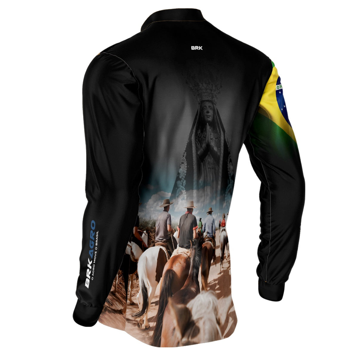 Camisa Agro Brk Cavalgada Nossa Senhora c/ Bandeira do Brasil com Proteção Solar UV50+ - Brk Agro