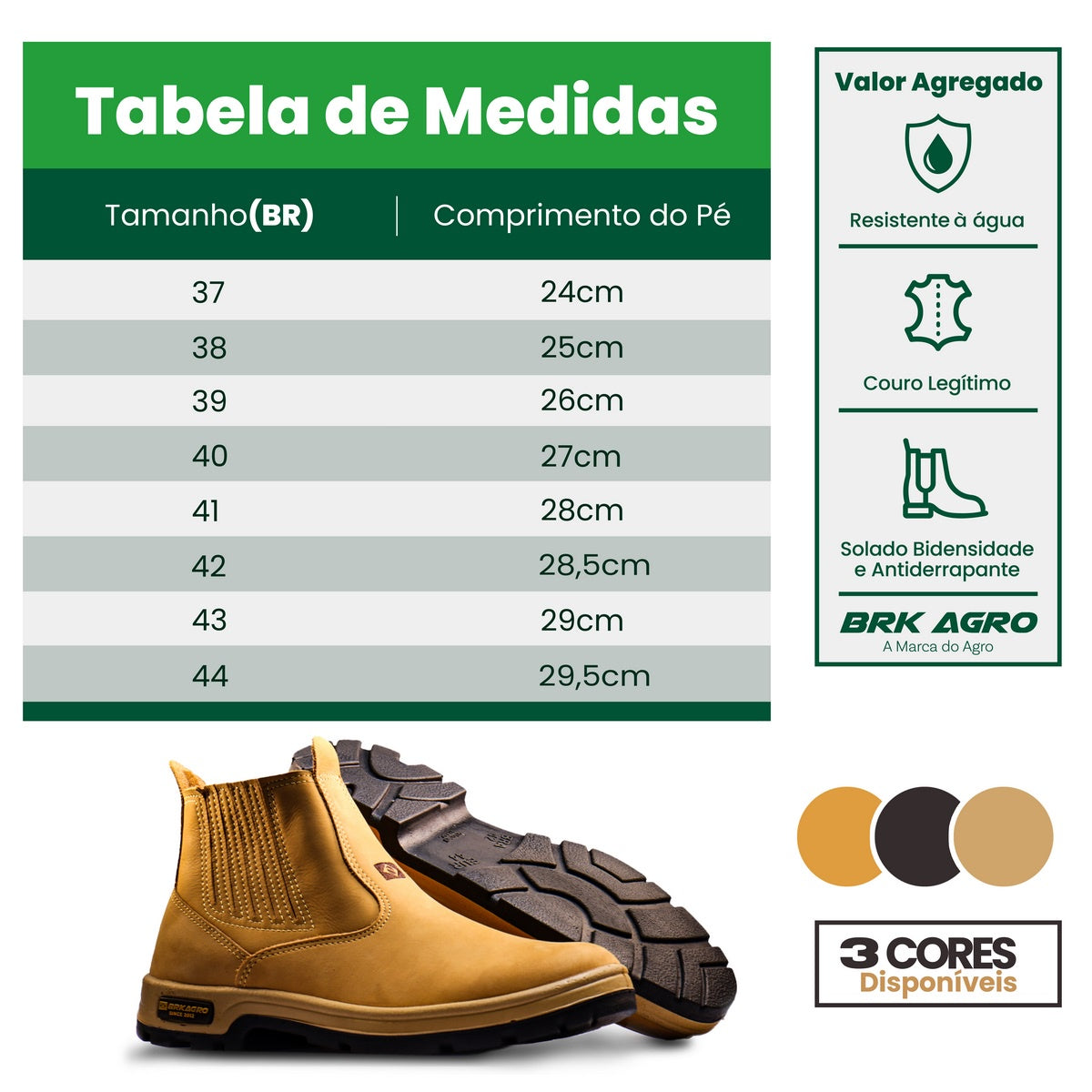 Botina de Couro Legítimo Brk Agro - Bege - Brk Agro