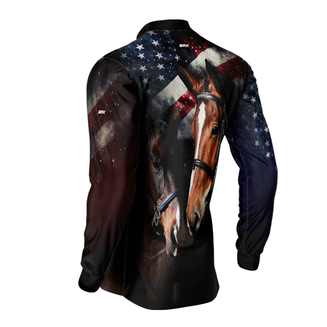 Camisa Agro Brk Quarto de Milha e Bandeira dos Estados Unidos com Proteção Solar UV50+ - Brk Agro