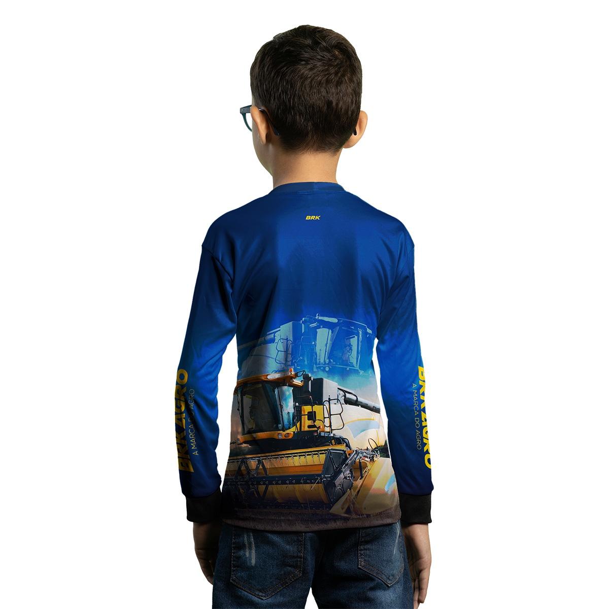 Camisa Agro Brk Azul Colheitadeira com Proteção Solar UV50+ - Brk Agro