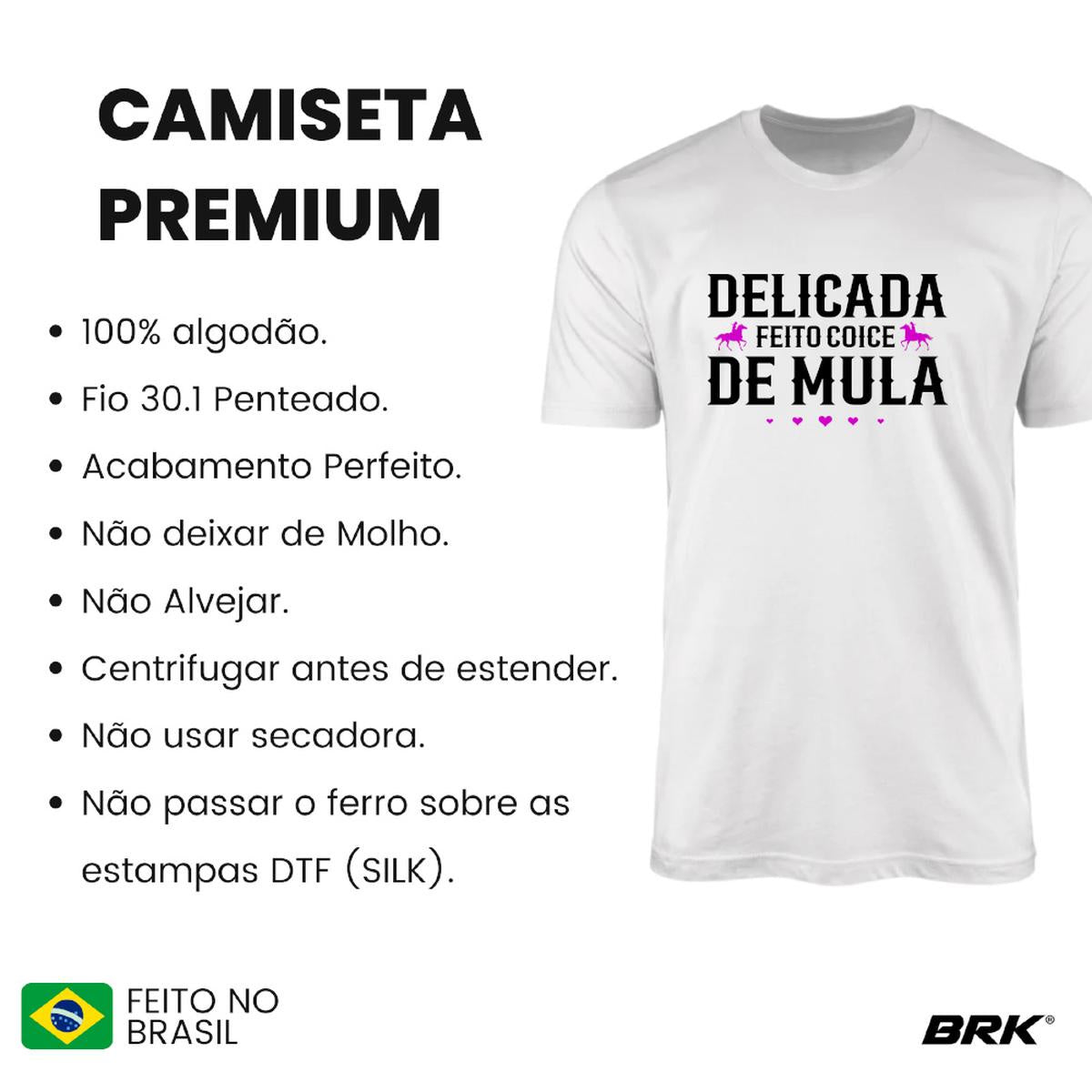 Camiseta Agro Brk Delicada Feito Coice de Mula com Algodão Premium - Brk Agro