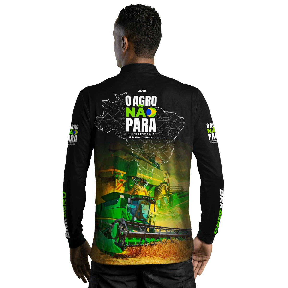 Camisa Agro Brk O Agro Não Para Trator Verde com UV50+ - Brk Agro