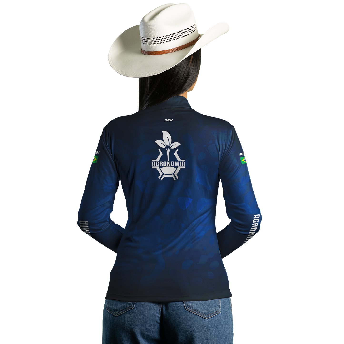 Camisa Feminina Agro Brk Azul Símbolo Agronomia com UV50+ - Brk Agro