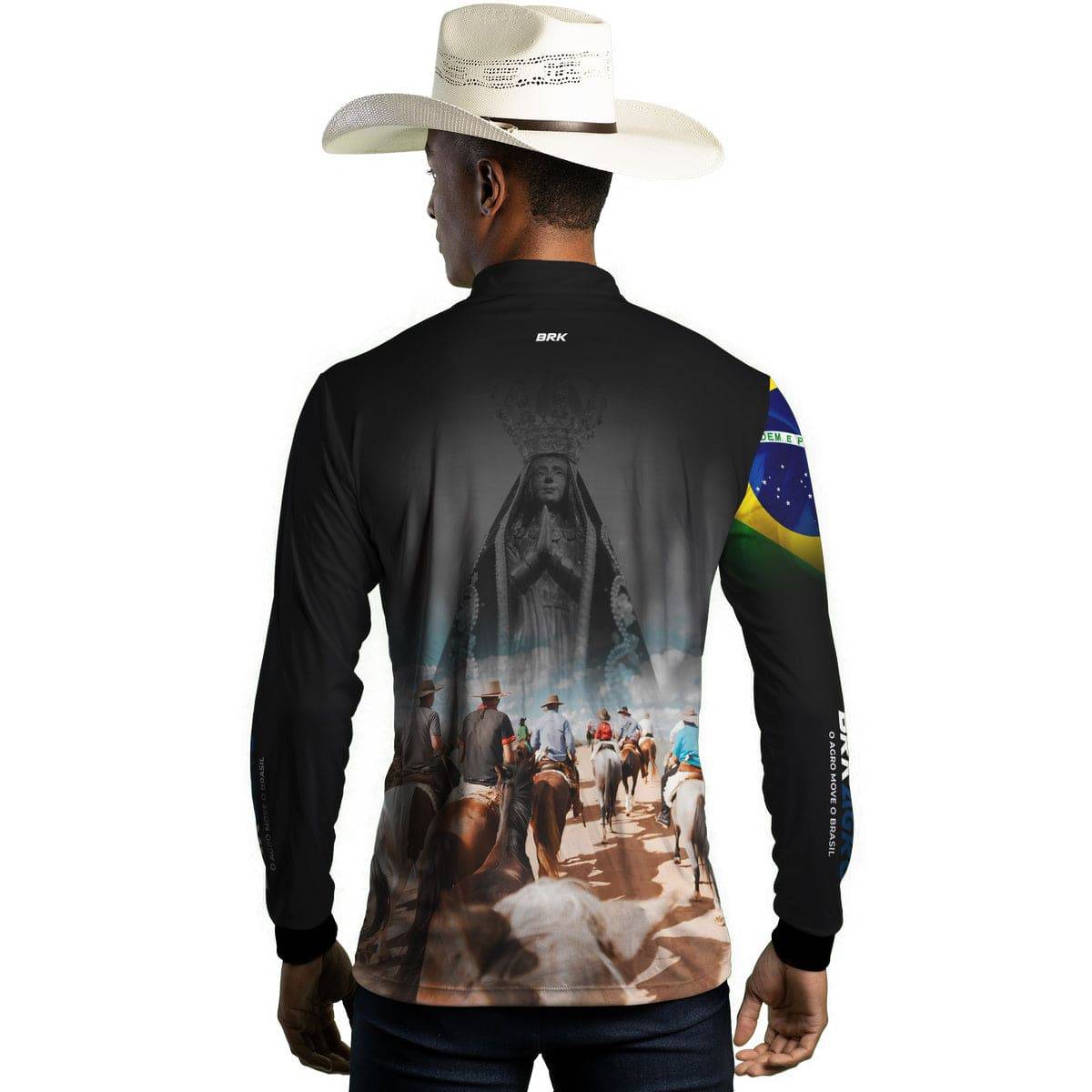 Camisa Agro Brk Cavalgada Nossa Senhora c/ Bandeira do Brasil com Proteção Solar UV50+ - Brk Agro