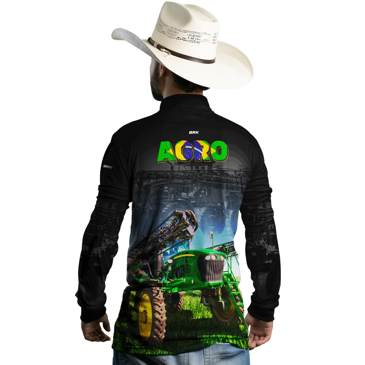 Camisa Agro Brk Preta Agro Pulverizador com UV50+ - Brk Agro