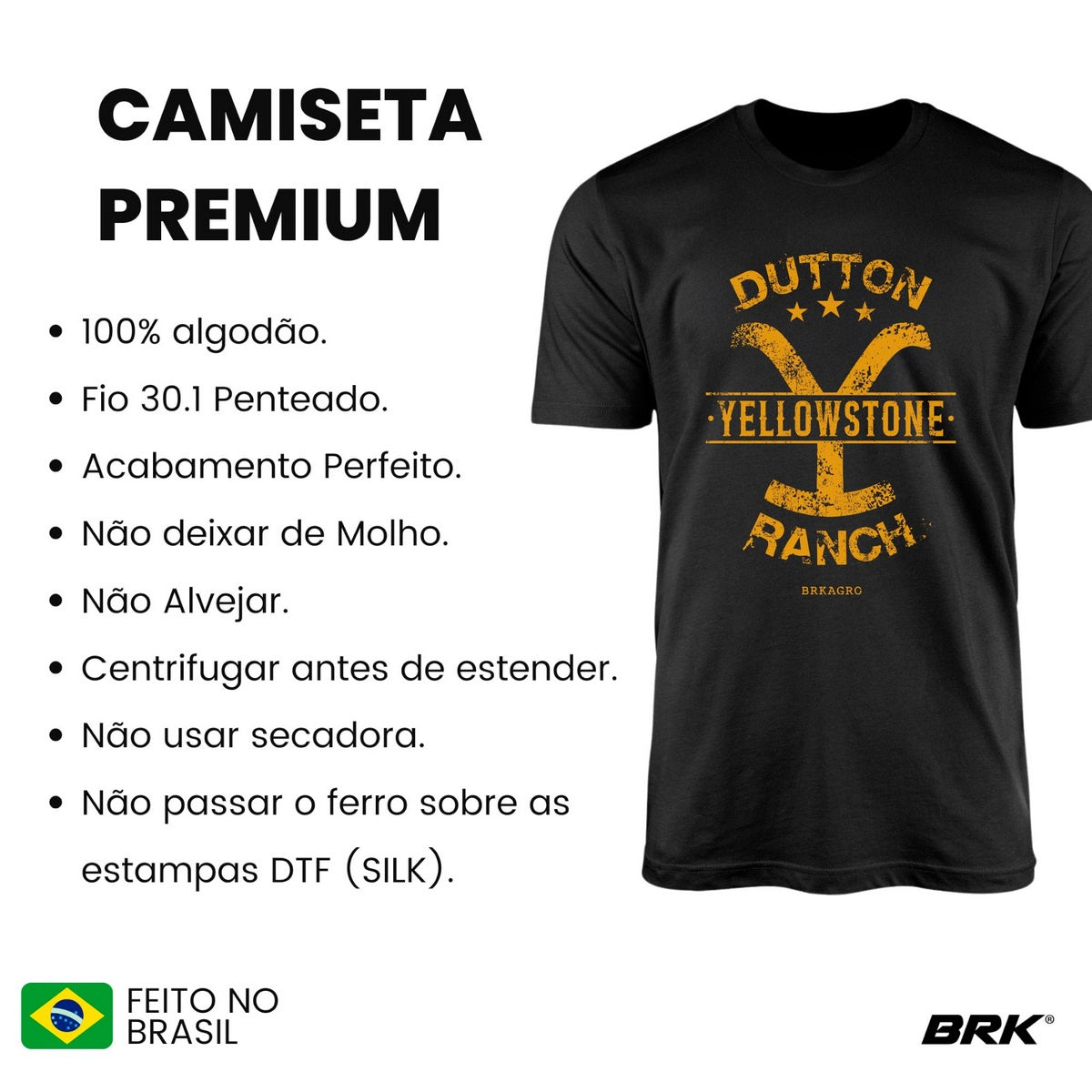 Camiseta Agro Brk Yellowstone Flag com Algodão Premium - Brk Agro