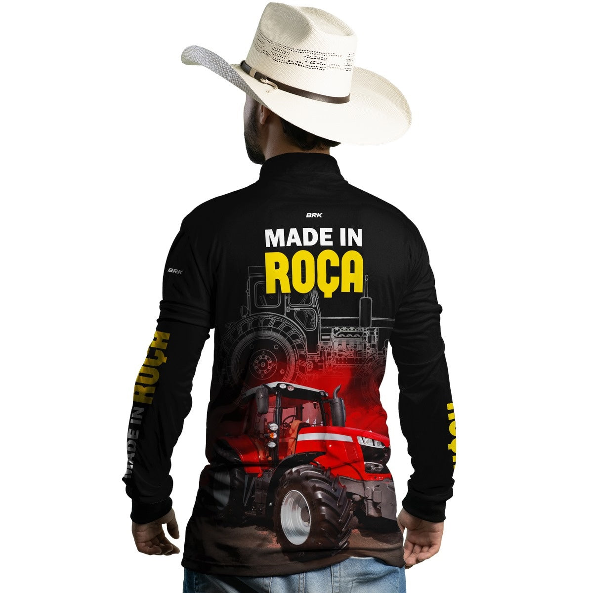 Camisa Agro Brk Made in Roça Trator Vermelho com Proteção Solar UV50+ - Brk Agro