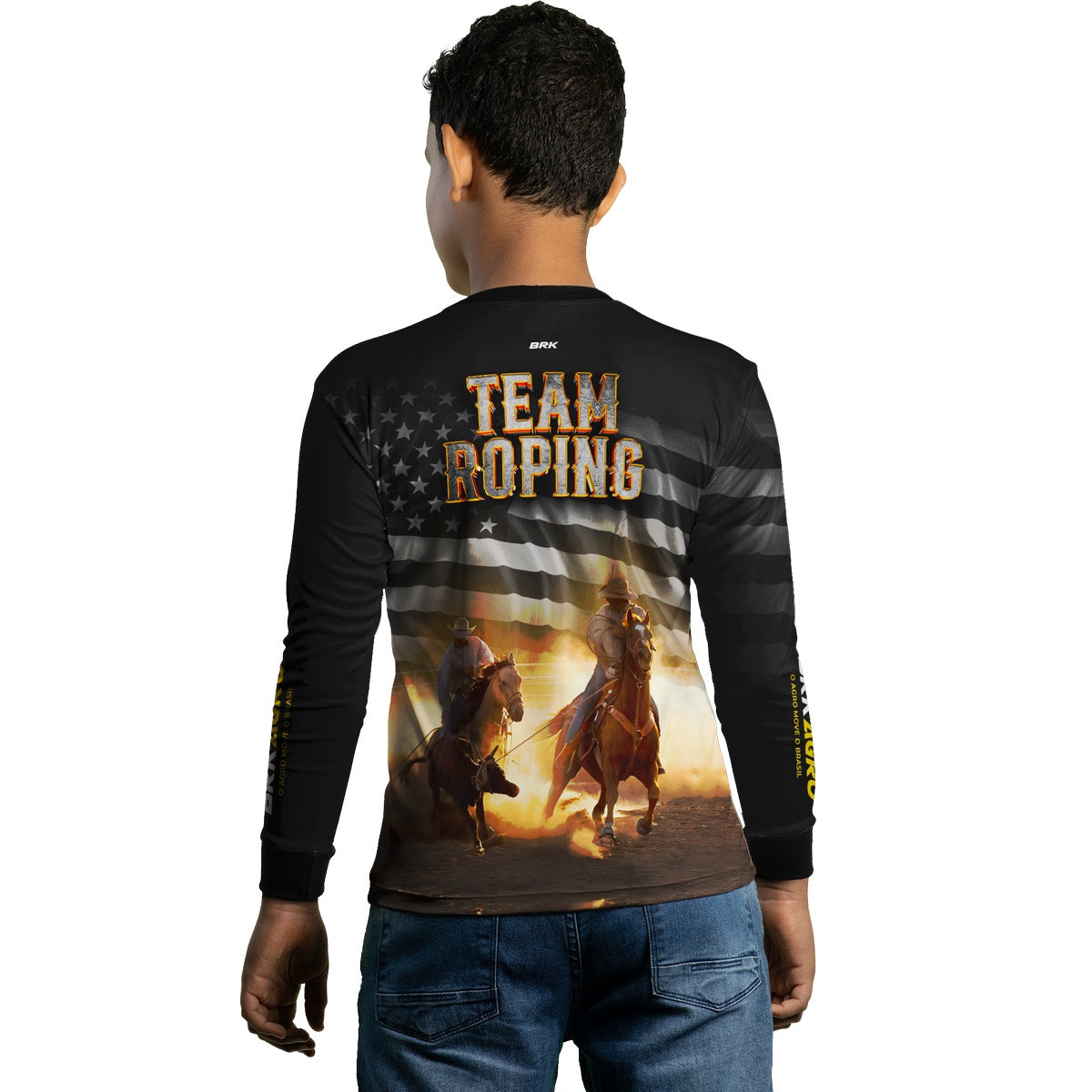Camisa Agro Brk Team Roping Preta com UV50+ - BRK AGRO