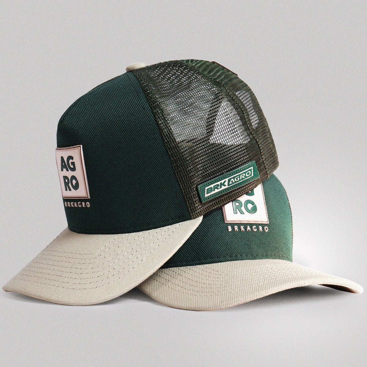 Boné Trucker Brk Agro Monograma Verde e Creme - Brk Agro