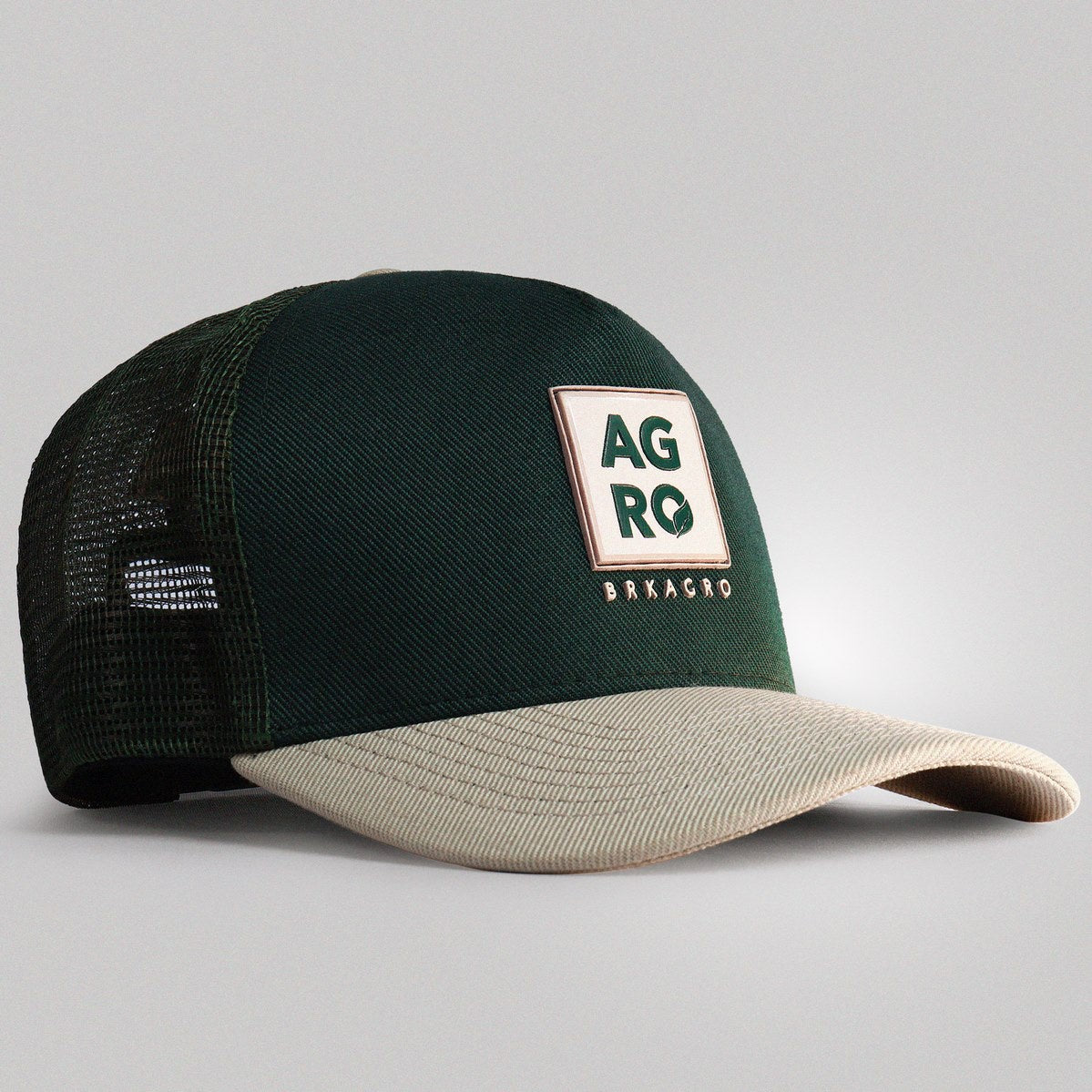 Boné Trucker Brk Agro Monograma Verde e Creme - Brk Agro