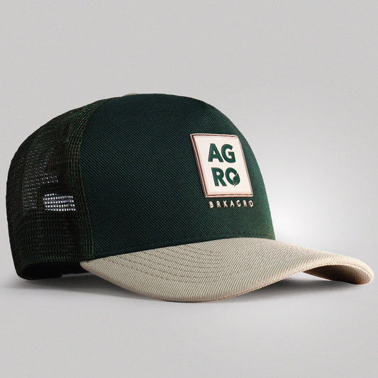 Boné Trucker Brk Agro Monograma Verde e Creme - Brk Agro