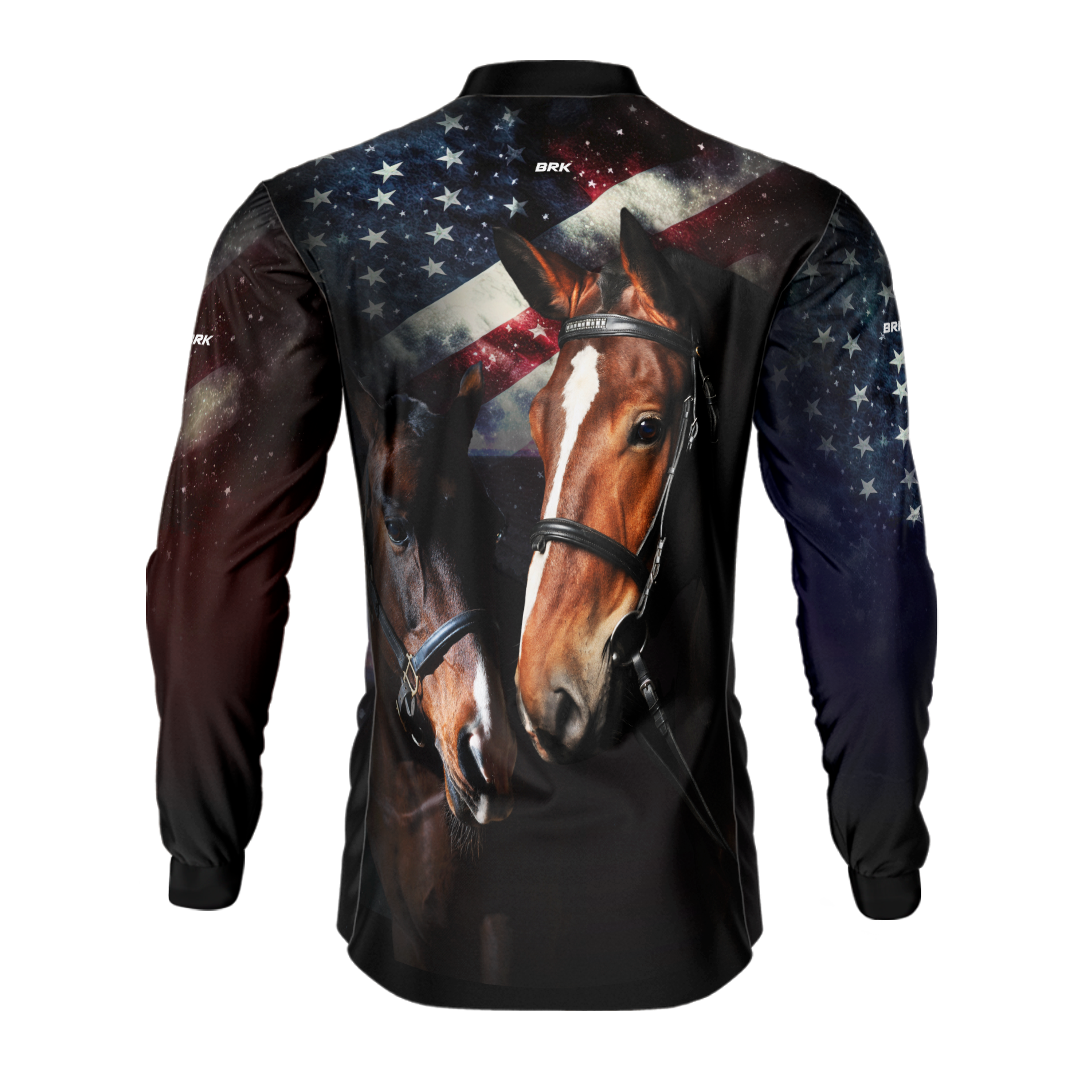 Camisa Agro Brk Quarto de Milha e Bandeira dos Estados Unidos com Proteção Solar UV50+ - Brk Agro