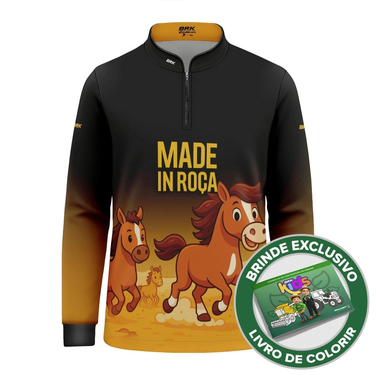 Camisa UV50 Agro Infantil Brk Made in Roça Cavalos - Brk Agro