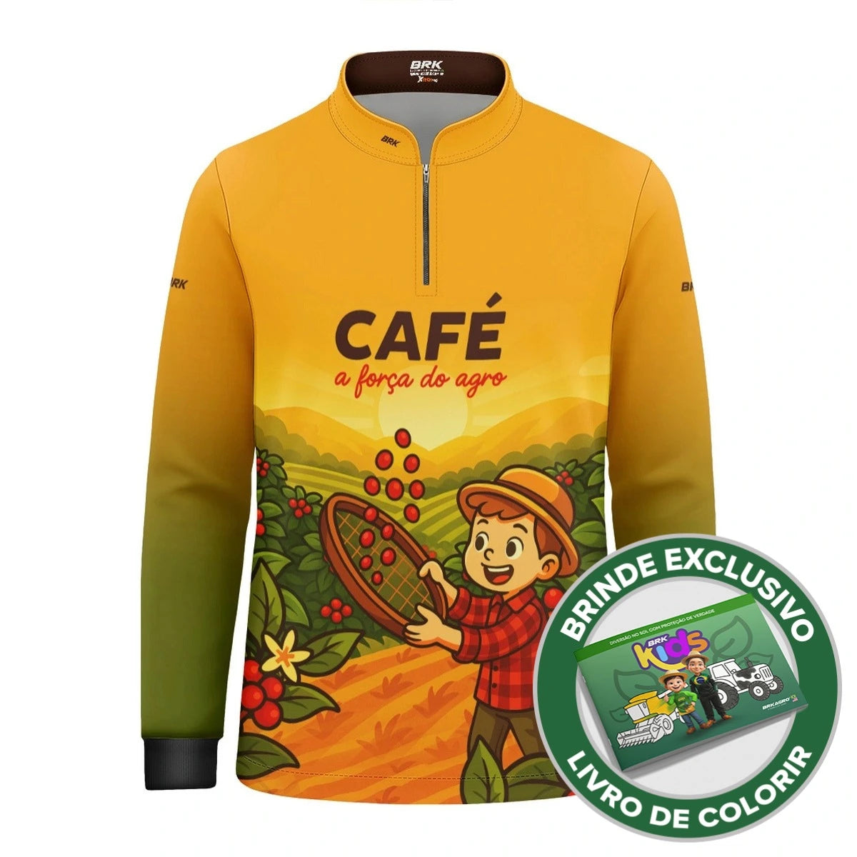 Camisa UV50 Agro Infantil Brk A Força do Agro Café - Brk Agro