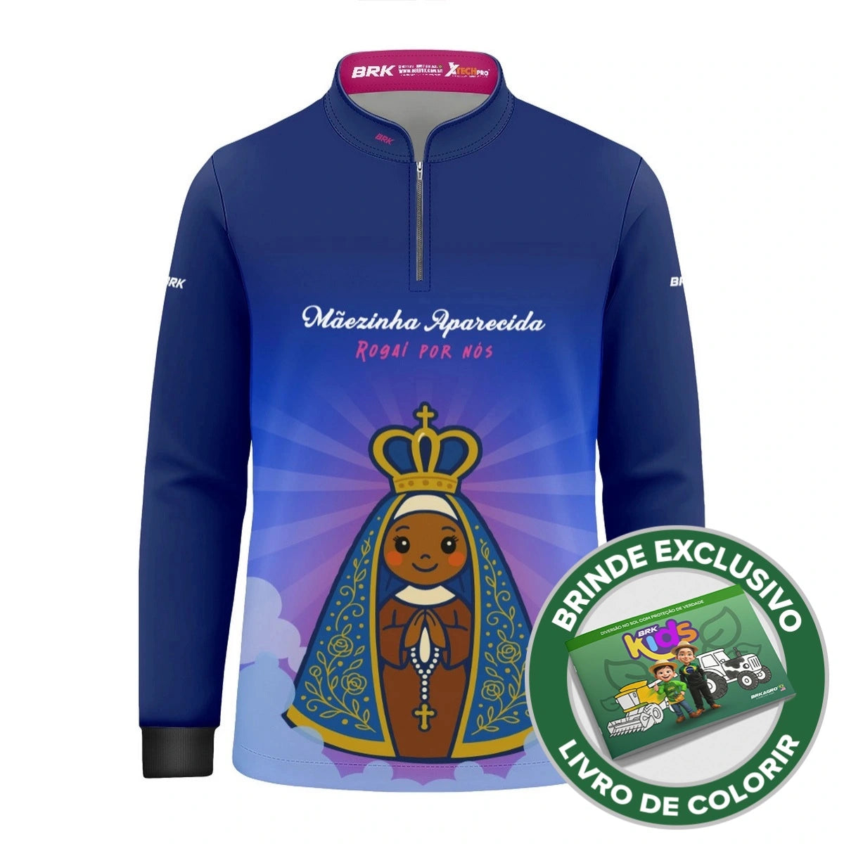 Camisa UV50 Agro Infantil Brk Mãezinha Aparecida Rogai Por Nós - Brk Agro