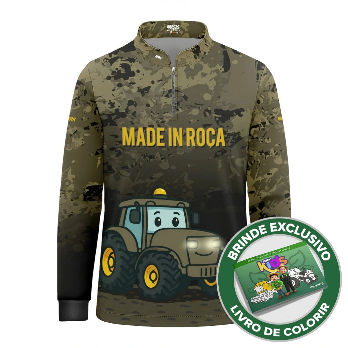 Camisa UV50 Agro Infantil Brk Made in Roça Camuflada - Brk Agro