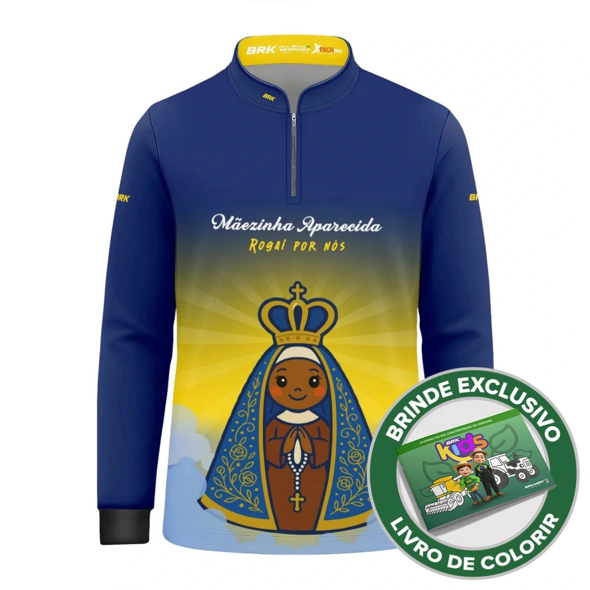 Camisa UV50 Agro Infantil Brk Mãezinha Aparecida Rogai Por Nós - Brk Agro