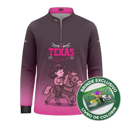 Camisa UV50 Agro Infantil Brk Texas Girl Rosa - Brk Agro