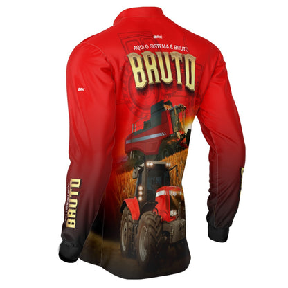 Camisa Agro Brk Vermelha Sistema é Bruto com Proteção Solar UV50+ - Brk Agro