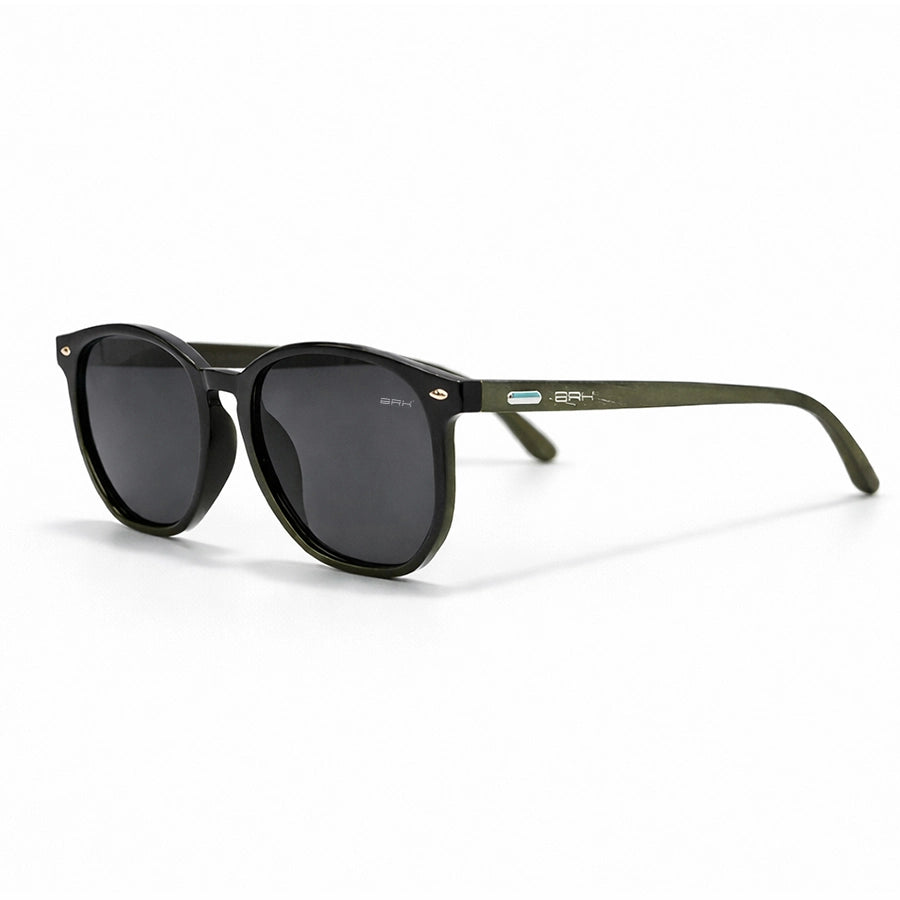 Óculos de Sol Brk Arredondado Preto com Haste Verde Militar e Lente Polarizada Cinza UV400 - Brk Agro