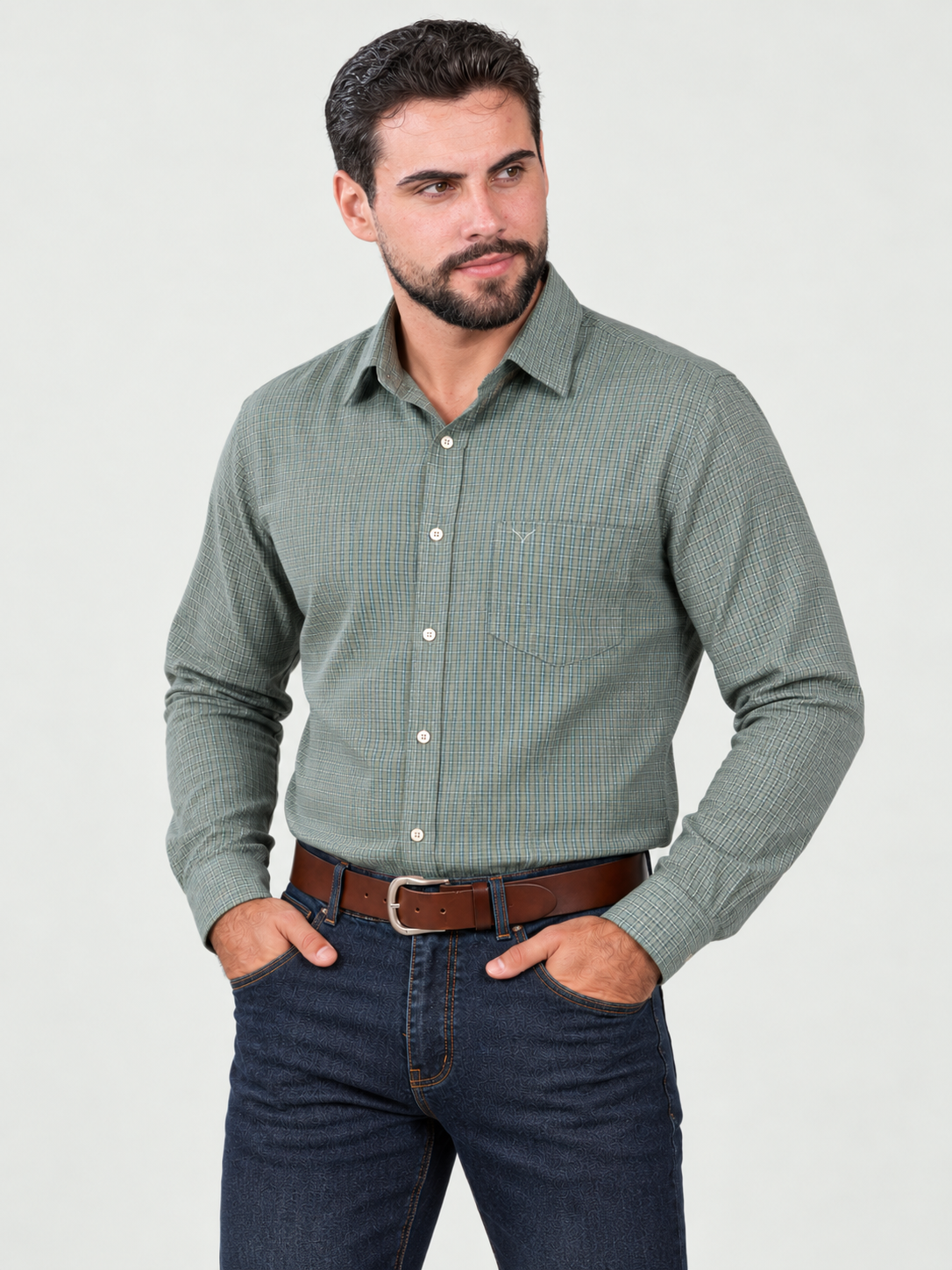 Camisa Xadrez Farm Verde Claro - Manga Longa