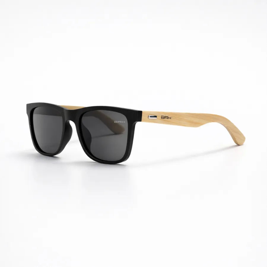 Óculos de Sol Brk Quadrado Preto com Haste em Bambu e Lente Polarizada Fumê UV400 - Brk Agro