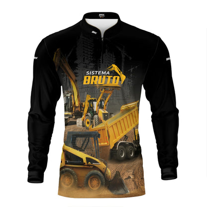 Kit Sistema é Bruto: Camisa Preta Bobcat Construção Civil + Botina Caramelo Agro Brk