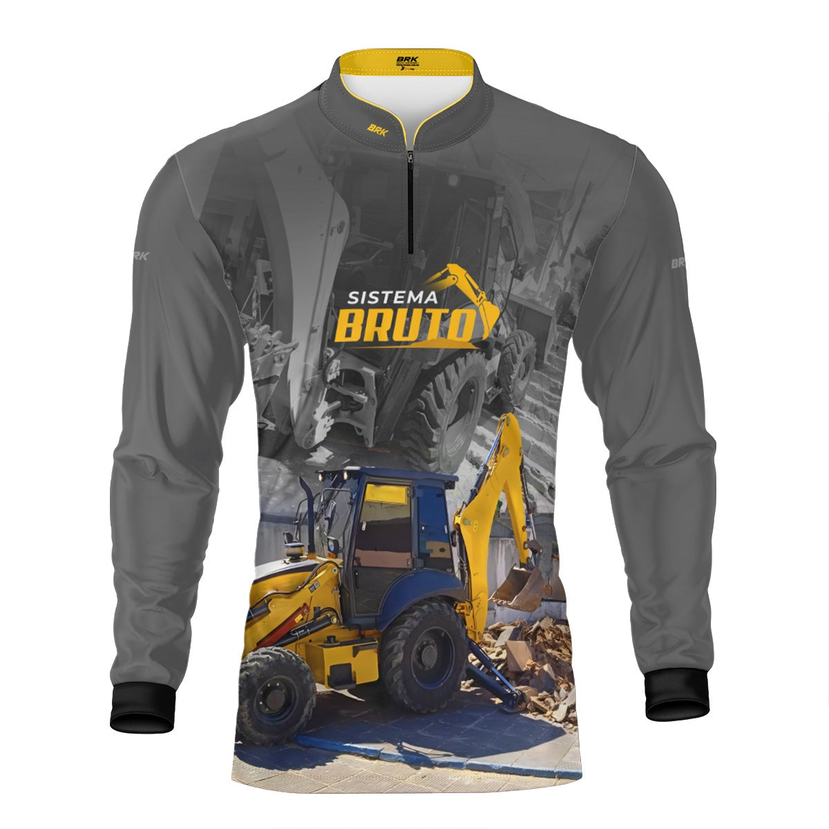 Kit Sistema é Bruto: Camisa Máquina Retroescavadeira + Botina Marrom Agro Brk